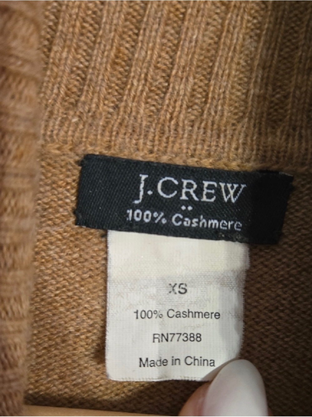 💕 J.Crew 100% Cashmere Turtleneck Sweater Camel Lightweight Knit XS - Picture 6 of 9